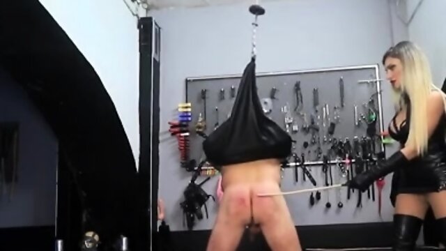 Femdom goddess teaches her slave a lesson by spanking him