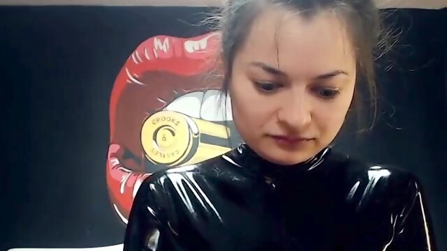 Latex slut solo anal masturbation