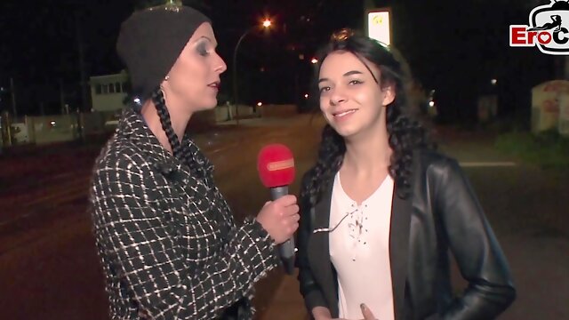 German teen 18+ slut ask normal people for sex at street casting