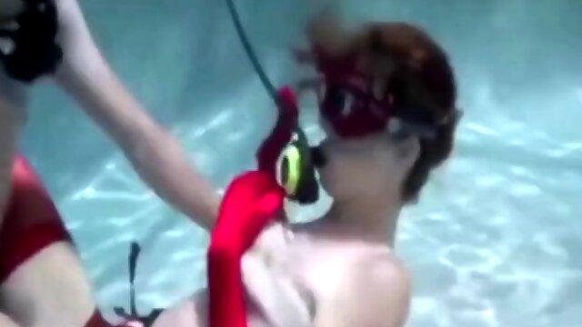 Red Mistress in Bondage Underwater Sex