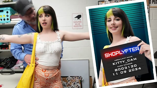 Shoplyfter - Cute Green-Haired Thief Gets Caught and Pounded by the Security Officer