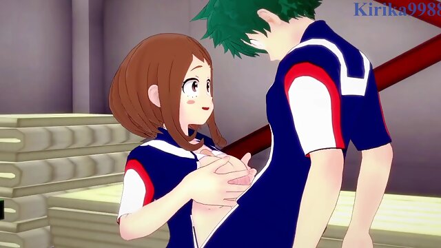 Ochako Uraraka plays rigid with Izuku Midoriyas chisel in the warehouse. - My Hero Academia Anime Porn