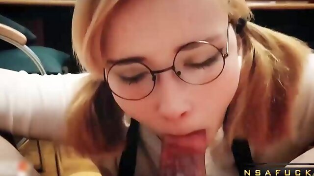 Honey Teenager Deep Sucking Big Cock Cum in Mouth