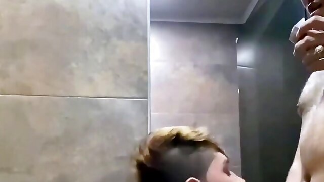 Cruising Fucking Bareback in Bathroom with Gay Tight Ass