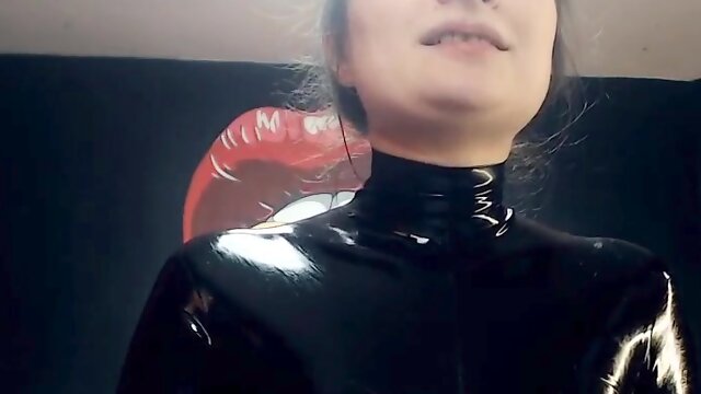 Latex slut solo anal masturbation