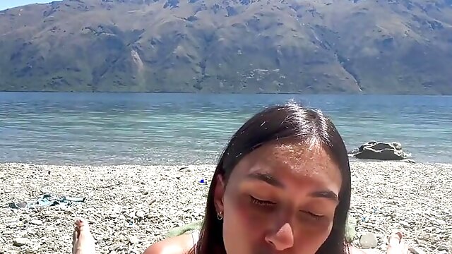 Sun-tanning Lake Blowjob with Massive Load on My Face