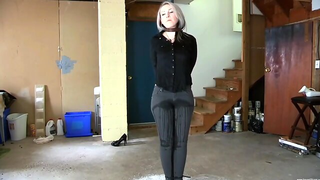 Peeing, Milf Tied Up, Handcuffs, Bdsm Pee, Pee Pants, Tied To Pole