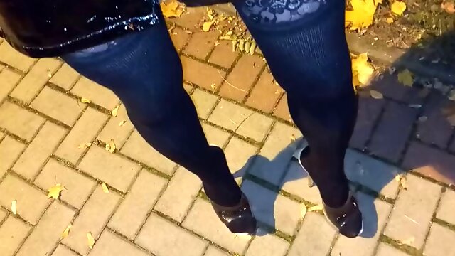 Crossdresser Pantyhose, Outdoor, Fetish, Strip, Heels, POV