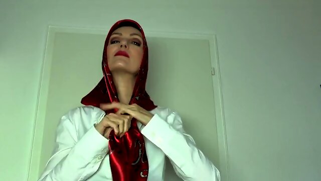 Satin Scarf Satin Headscarf Fashion Show Clip and JOI