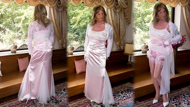 Pink Satin Sissy, Crossdresser Satin