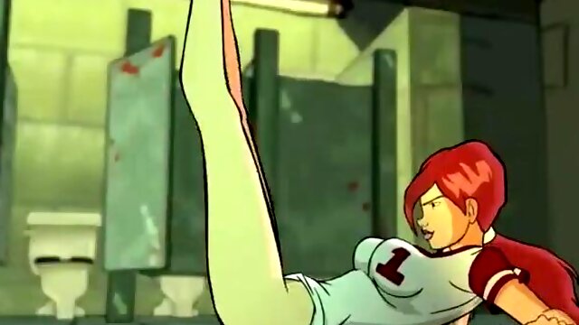 Animated redhead girl accidentally fell on a friends stiff dick