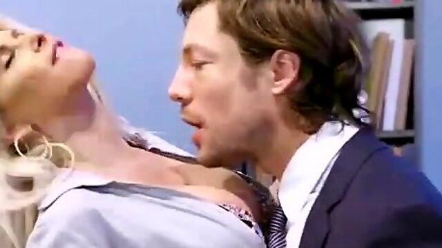 Blonde MILF and redhead babe smashed hard in the office