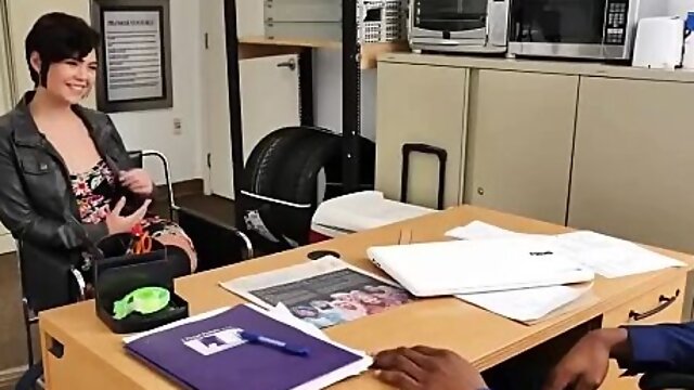 Short hair brunette girl casual fucking with big black cock