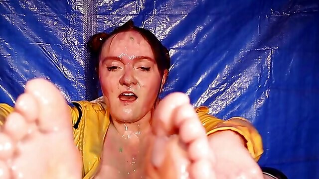 Dirty Talk Confession, British Splosh, British Teen, Teen Feet, Raincoat