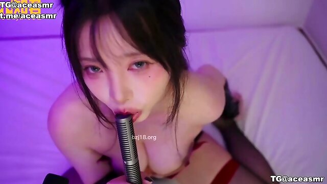 ASMR ear licking succubus rubbing big tits and blow job