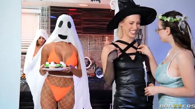 Ghost Swap at Halloween Cosplay Threesome Party with Xander Corvus, Emma Hix and Latina LaSirena69