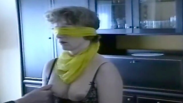 Blindfolded sub chick and her master