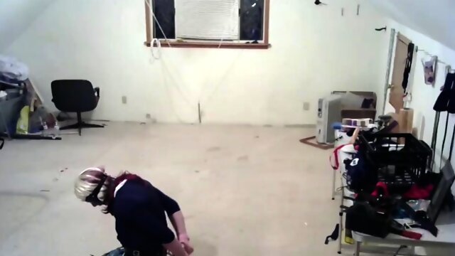 Crossdresser in self bondage