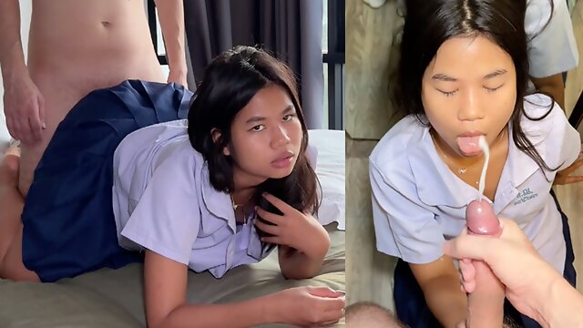 Rough Asian, Loud Moaning, Thai Student, Thai Teen, Facial Compilation