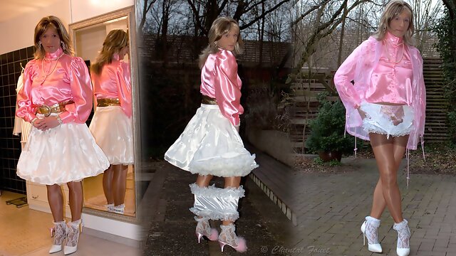 Crossdresser Outdoors, Satin Sissy