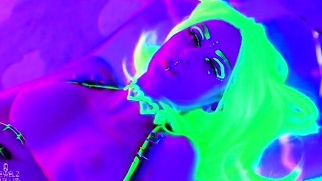 Jewelz Blu - NeoN DeMoN - Trippy Tease and Dildo Fun