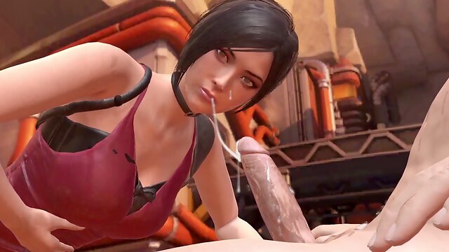 Ada Wong Deephroat oral job close up : Resident Evil Parody