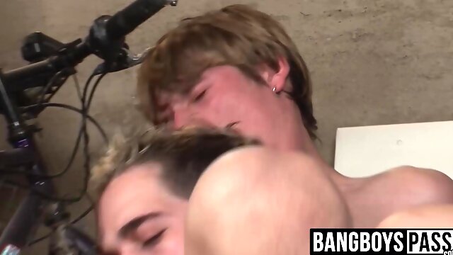 Twink with a wonderful little booty hole seduces two studs