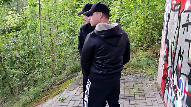 Scally Gay Boys Stroking and Sucking Dick Outdoors