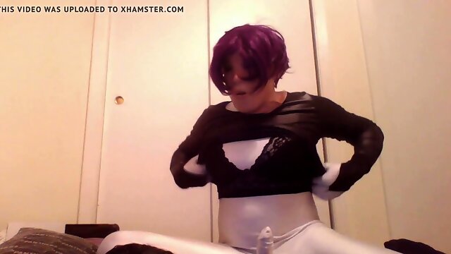 Hooded tranny goes naughty