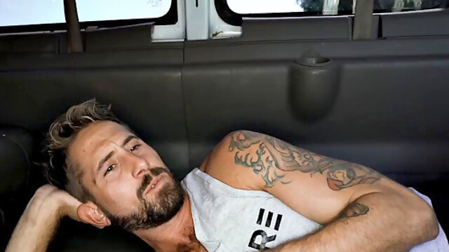 Lured straight office guy assfucked in public outdoor van