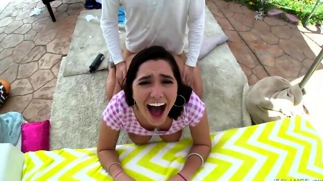 Lusty girlfriend with round ass Karlee Grey rammed from behind