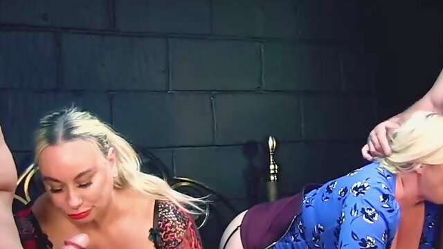 Eva May and Lacey Starr team up for a steamy dungeon foursome