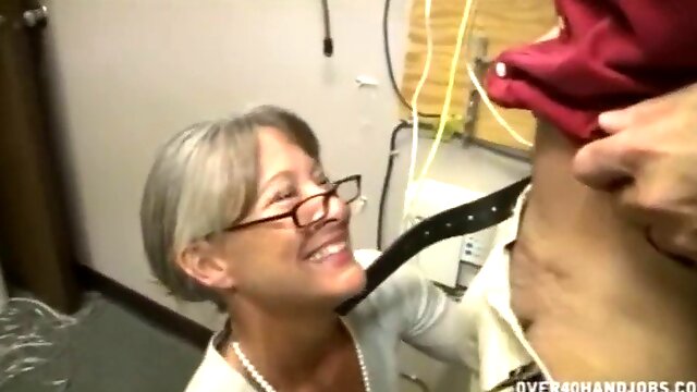 Glasses Mom Handjob, Pregnant Old Man