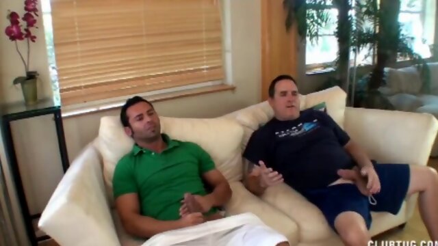 Naughty Babe Helps Two Guys Spurt Their Loads