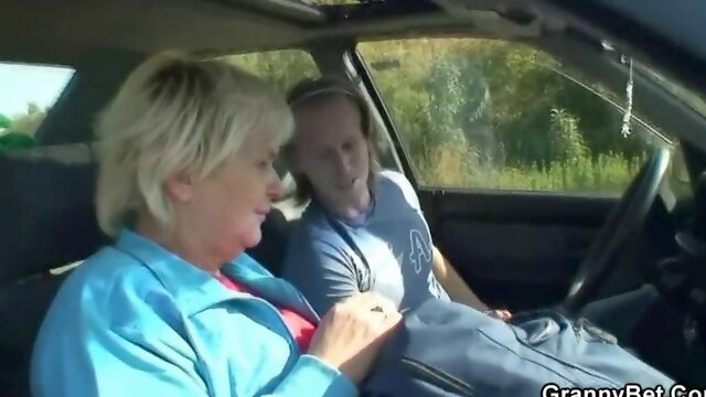 He picks up and bangs old bitch outside