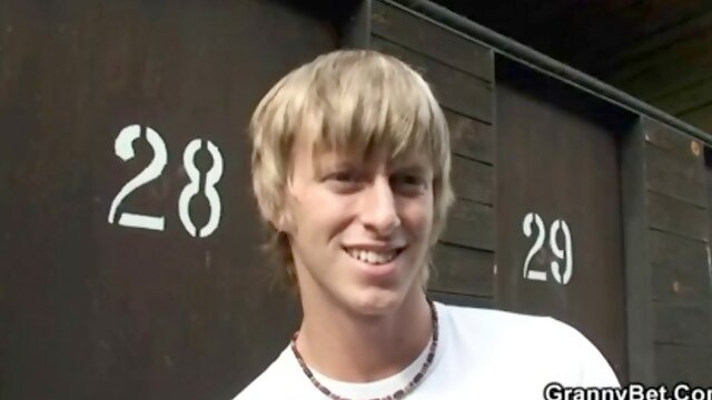 Old bitch blows and fucks him in the public