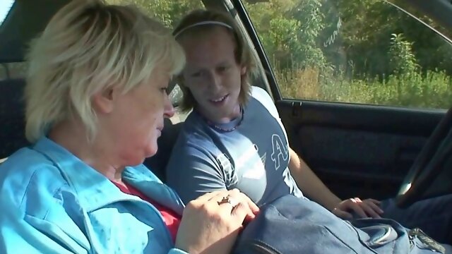 70 years old blonde granny picked up and fucked roadside