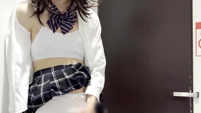 [Crossdressing] Asian getting off with a plenty of of orgasm in a adorable uniform