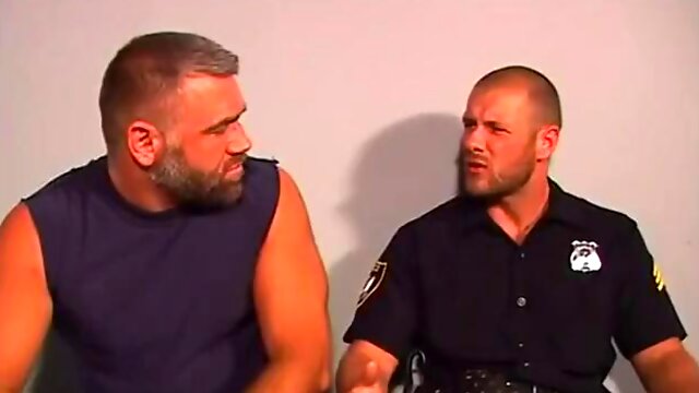 Mature bear having sex with his cop coworker