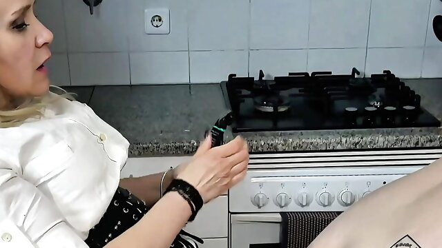 Domestic Slave Husband Fucked in the Kitchen