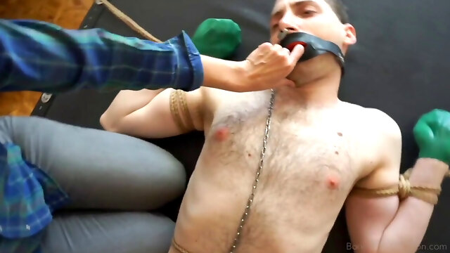 Dominatrix from Germany is playing with a submissive man