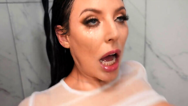 Alex Jones fucks the thick Angela White in the bathroom
