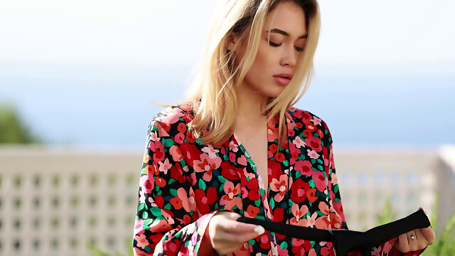 Rika Fane gets naked in the garden and play with her pussy