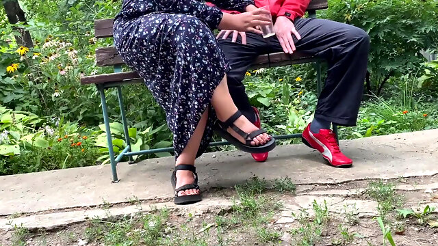 A hot MILF started masturbating to a guy on the street while no one was around