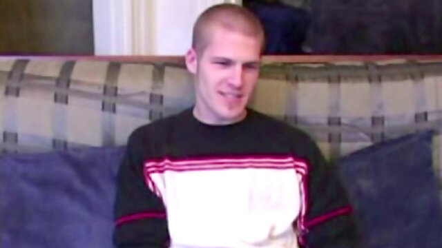 Alex West feels himself, through his jeans, and then strips naked to expose his stiff cock. He strokes for a while, and then pulls out a jelly dildo, lubes it up an dstuffs his ass with it. Alex soon pumps out a warm cum load on his chest.