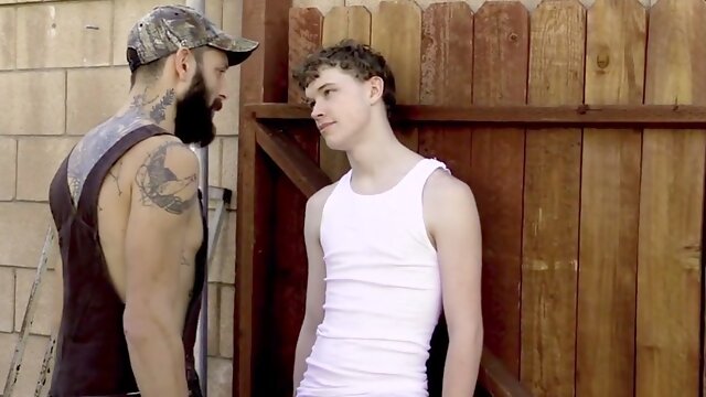 Twink stepson caught by stepdad smoking, punished with outdoor anal in trailer park