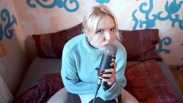 ASMR soft ear licking and gentle breath sounds for relaxation