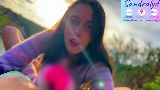 Sexy footjob in thigh-high socks with a Latina beauty