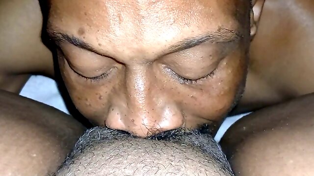 Ebony babe enjoys intense female orgasm while eating pussy