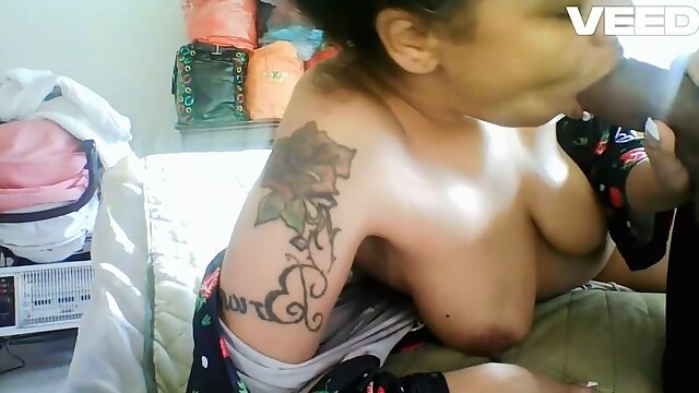 Busty cougar in cosplay dress worships massive BBC with her expert deep throat skills